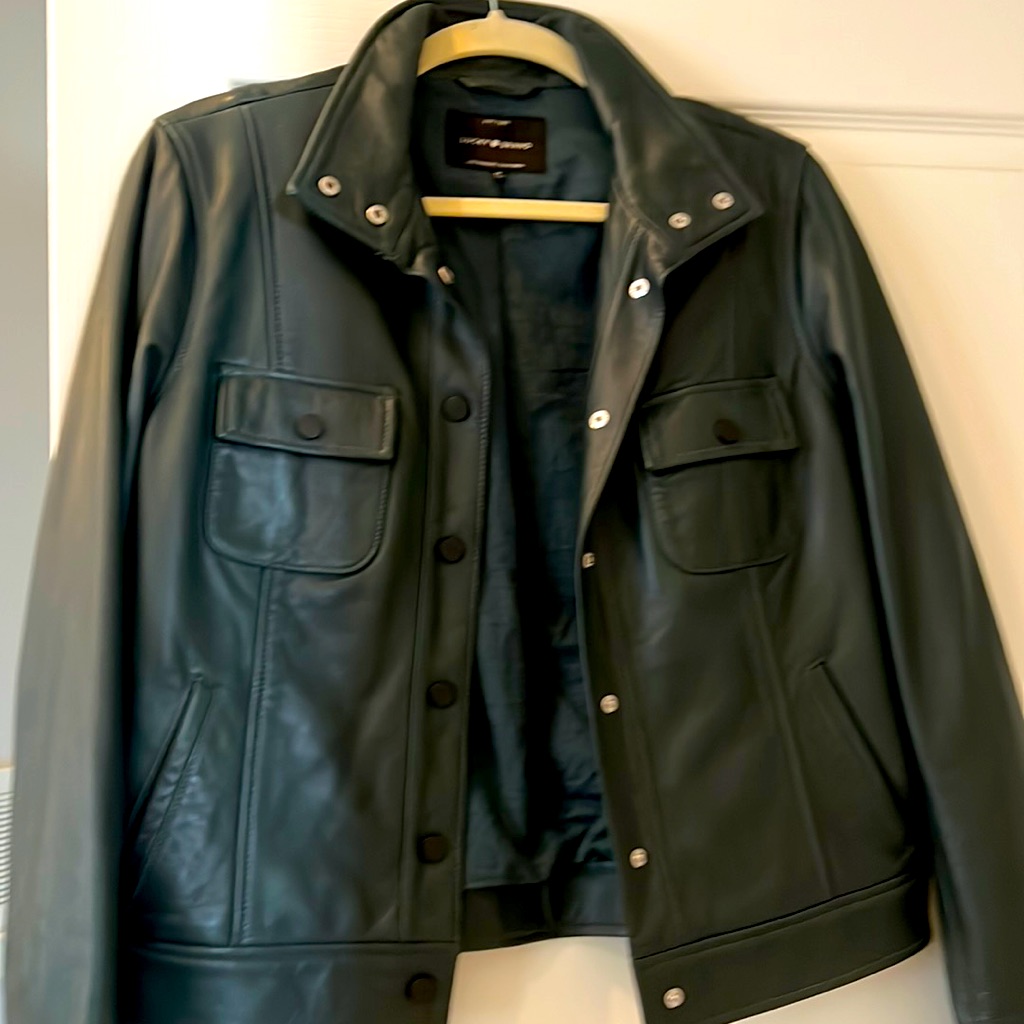Lucky Brand Leather Jacket In Forest Green, Size Med.